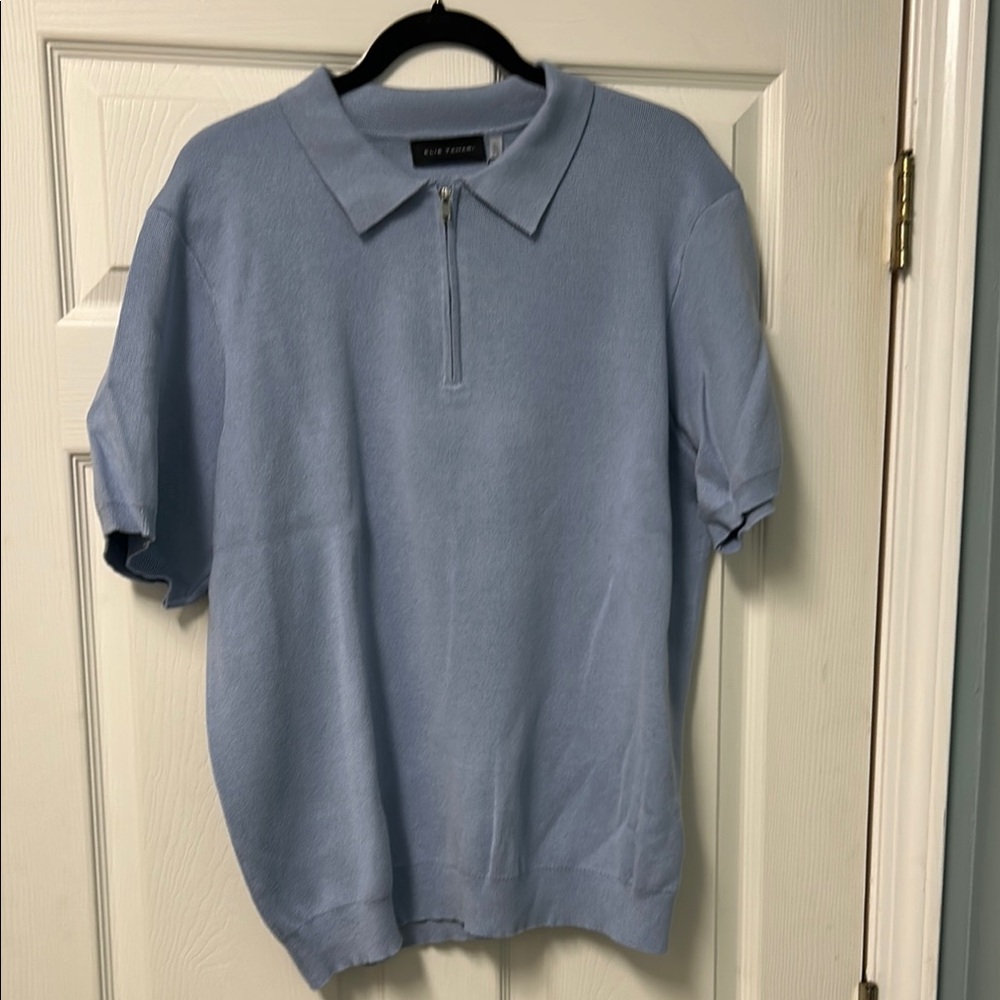 NEW Men’s Size Large Elie Tahari Blue Lake Short Sleeve Sweater